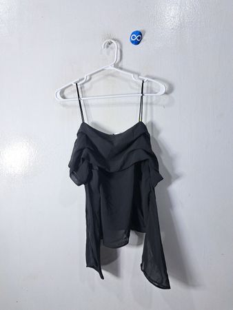 H&M Black Off-Shoulder Ruffle Top