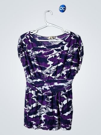 Purple and Black Floral Romper