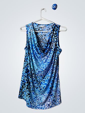 Blue Floral Sleeveless Dress