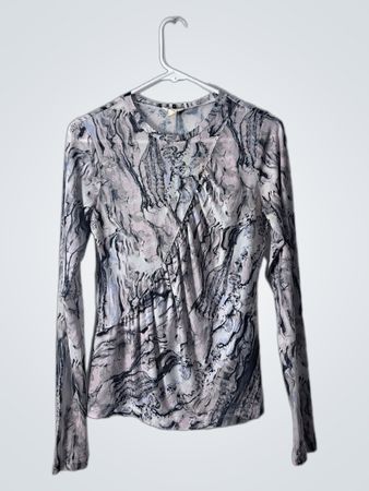 Open Edit Long Sleeve Marble Print Top