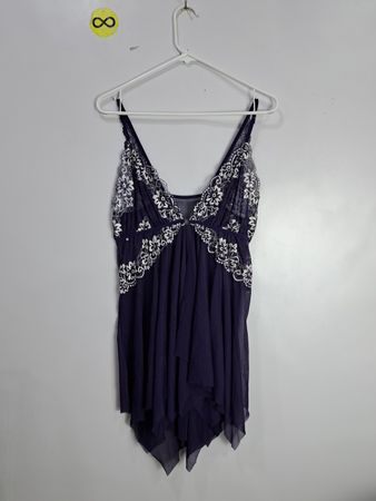Purple Lace-Trimmed Sheer Nightgown