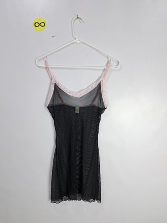 Black Mesh Chemise with Lace Trim