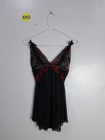 Black Lace-Trimmed Chemise