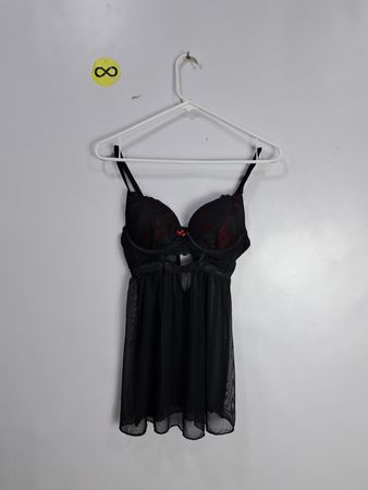 Daisy Fuentes Black Sheer Babydoll Top