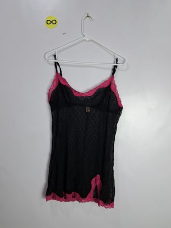 Black Lace Camisole with Pink Trim