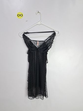 la Vie en Rose Black Sheer Lace Cami Dress