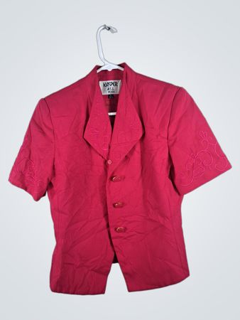 Kasper A.S.L. Petite Red Short Sleeve Blazer
