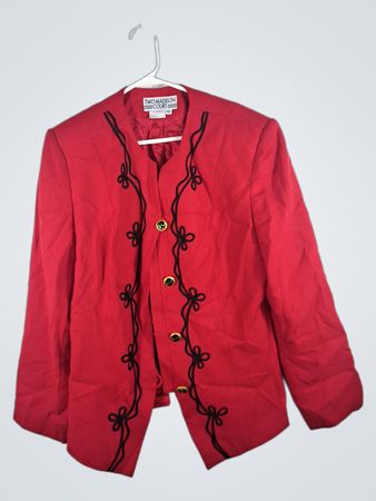 Two Madison Court Red Embroidered Blazer
