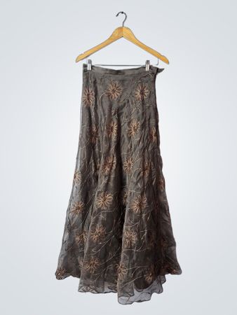 CHETTA B Gray Floral Skirt