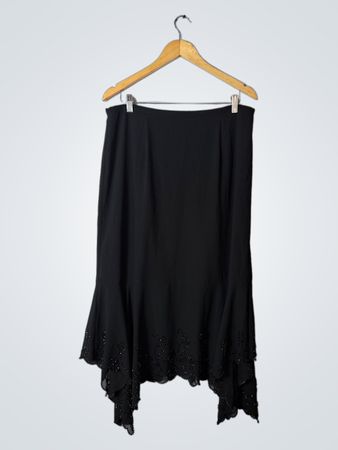 Black Skirt with Lace Hem