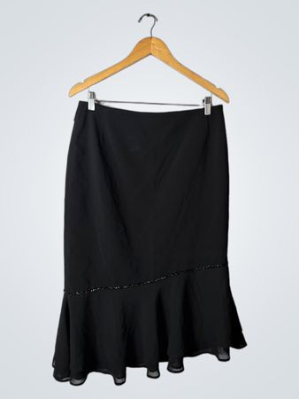 Black Skirt with Ruffled Hem