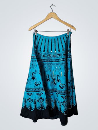 Glamor Angel Teal Printed Cotton Skirt