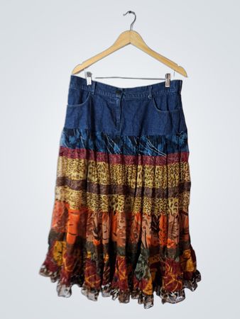 Multicolor Denim Skirt