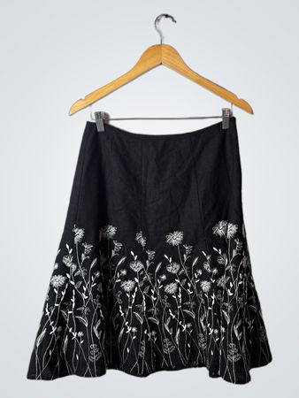 Black Floral Skirt