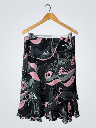 Black and Pink Floral Skirt