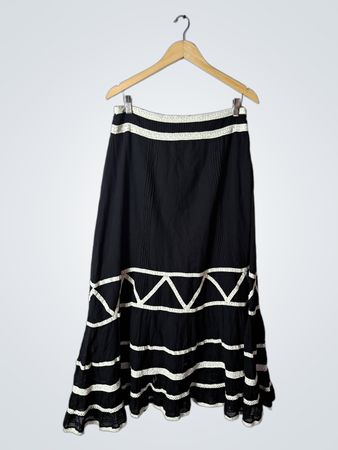 Zara Basic Black Tiered Midi Skirt
