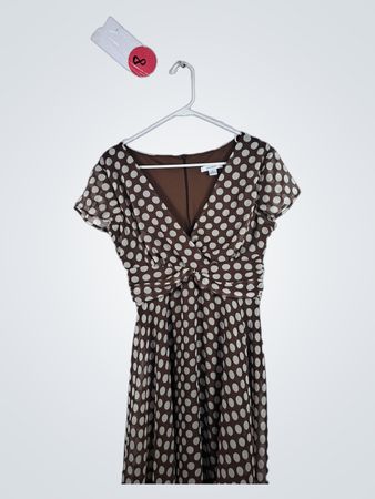 Dressbarn Brown Polka Dot Wrap Dress