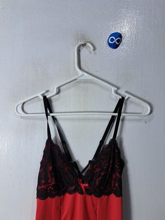 Red and Black Lace Chemise