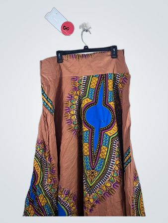 Brown Skirt with Colorful Pattern