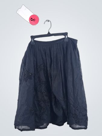 French Connection Black Embroidered Skirt