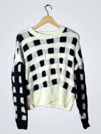 Cotton Emporium Black and White Checkered Sweater