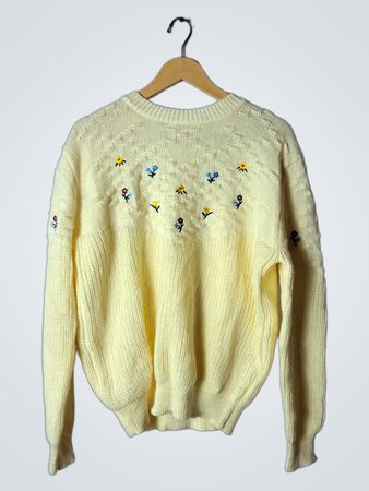 Yellow Floral Knit Sweater