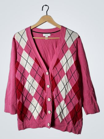 Charter Club Petite Pink Argyle Cardigan
