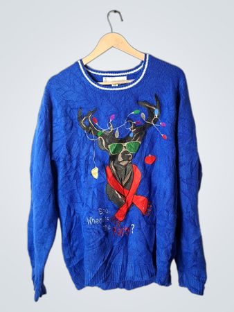 Blue Reindeer Sweater