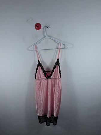 Victoria's Secret Pink Satin Chemise with Lace Trim