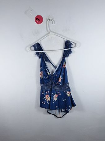Blue Floral Lace Bodysuit