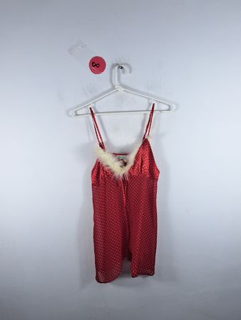 Red Polka Dot Romper with White Fur Trim
