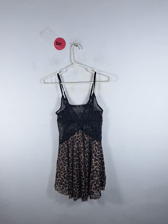 Avicklove Black Lace and Leopard Print Dress