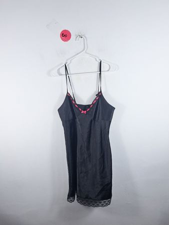 APT 19 Intimates Black Chemise with Pink Bows