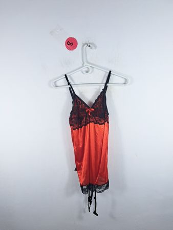 Red and Black Lace Chemise