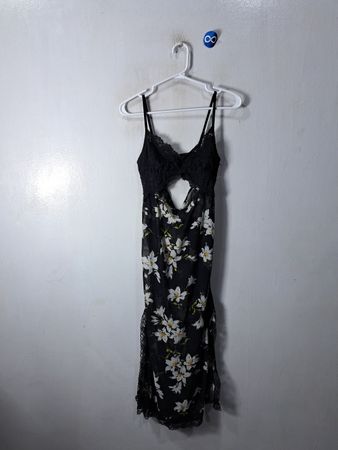 Black Floral Lace Slip Dress