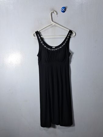 Sangra Black Evening Dress with Rhinestone Embellishment