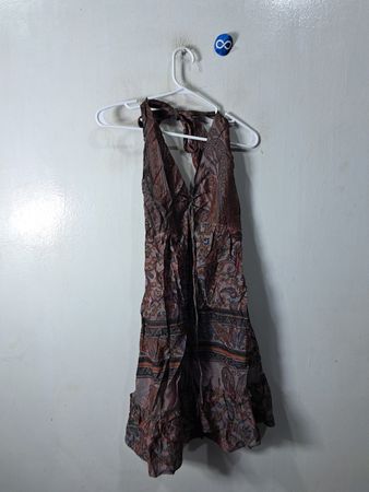 Brown Paisley Halter Neck Dress