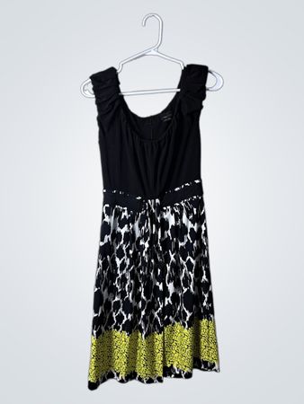 Black and White Dress with Yellow Accents