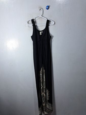 Black Maxi Dress with White Design