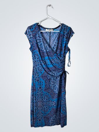 Evan-Picone Blue Print Wrap Dress