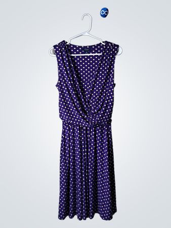 Chaps Purple Polka Dot Midi Dress