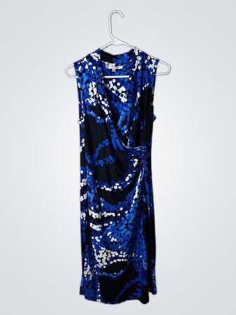 Jones Studio Blue Polka Dot Dress