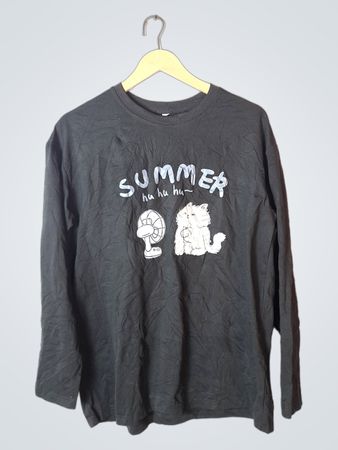 Unbranded Black Graphic Long Sleeve Tee