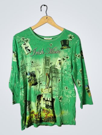 Christopher & Banks Irish Music Green Shirt