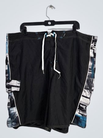 Black Swim Shorts with Printed Sides