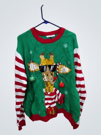 Celebrate Together Green Giraffe Christmas Sweater