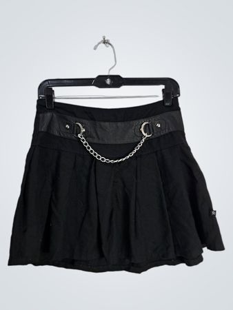 Black Pleated Skirt with Chain Detail