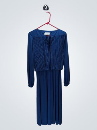 Liz Roberts Blue Pleated Dress