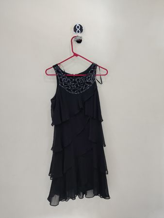 S.L. Fashions Black Tiered Dress