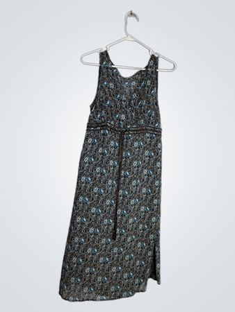 Long Sleeveless Dress with Floral Pattern